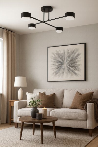 Deckenleuchte 4-flammig Schwarz GX53 B:65 cm Modern