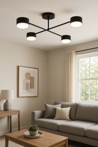 Deckenleuchte 4-flammig Schwarz GX53 B:65 cm Modern