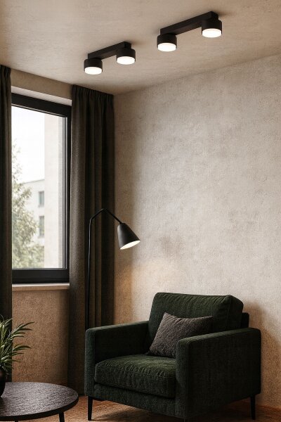 Deckenleuchte 2-flammig Schwarz GX53 L:40 cm Modern