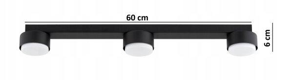 Deckenleuchte 3-flammig Schwarz GX53 L:60 cm Modern