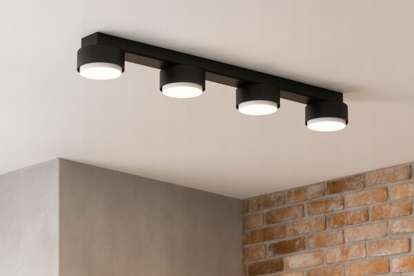 Deckenleuchte Schwarz 4-flammig GX53 L:60 cm Modern