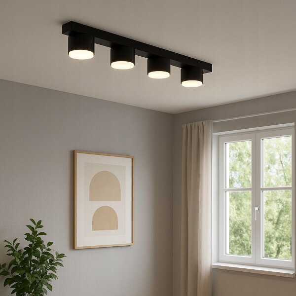 Deckenleuchte Schwarz 4-flammig GX53 L:60 cm Modern