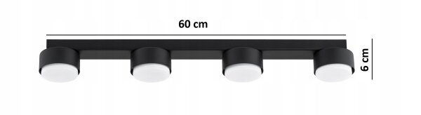 Deckenleuchte Schwarz 4-flammig GX53 L:60 cm Modern