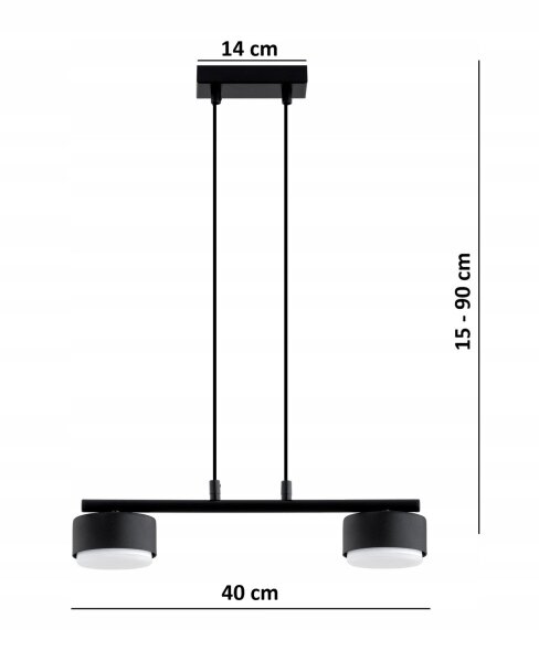 Pendelleuchte 2-flammig Schwarz GX53 L:40 cm Modern