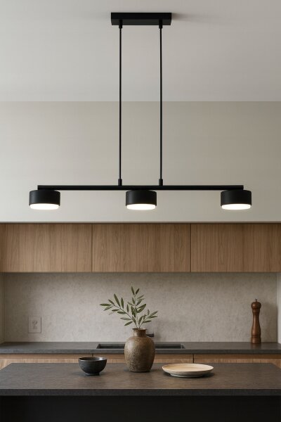 Hängelampe 3-flammig Schwarz Metall GX53 L:60 cm Modern