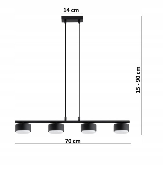 Pendelleuchte 4-flammig Schwarz GX53 L:70 cm Modern