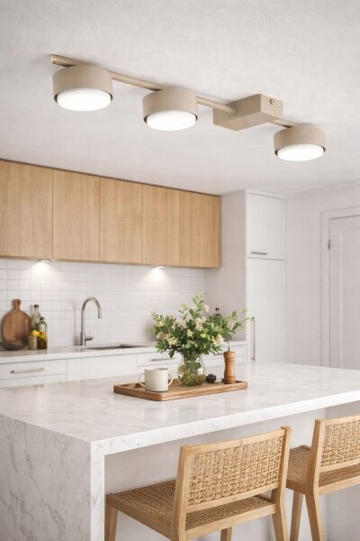 Deckenleuchte 3-flammig Metall Ecru GX53 L:50 cm Modern