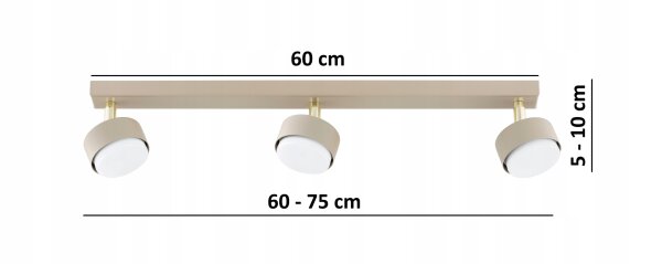 Deckenspot verstellbar 3-flammig Ecru GX53 L:60 cm