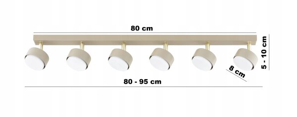 Deckenspot verstellbar 4-flammig Ecru GX53 L:80 cm
