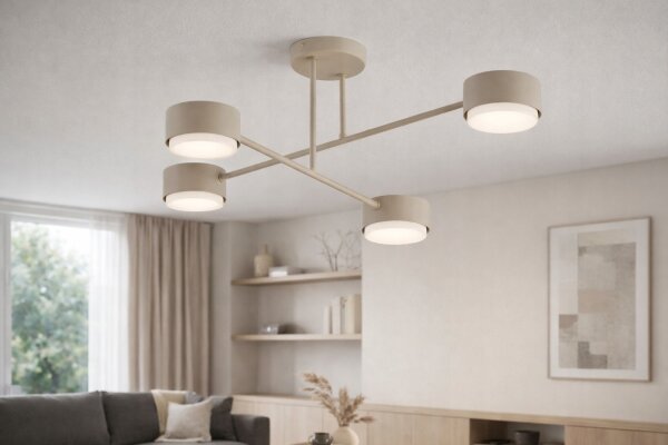 Deckenleuchte 4-flammig Ecru GX53 B:60 cm blendarm
