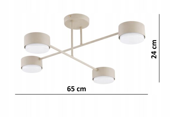 Deckenleuchte 4-flammig Ecru GX53 B:60 cm blendarm