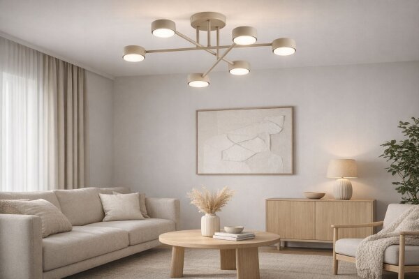 Deckenlampe 6-flammig Metall Ecru GX53 B:60 cm blendarm