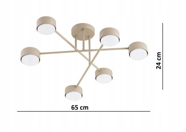 Deckenlampe 6-flammig Metall Ecru GX53 B:60 cm blendarm