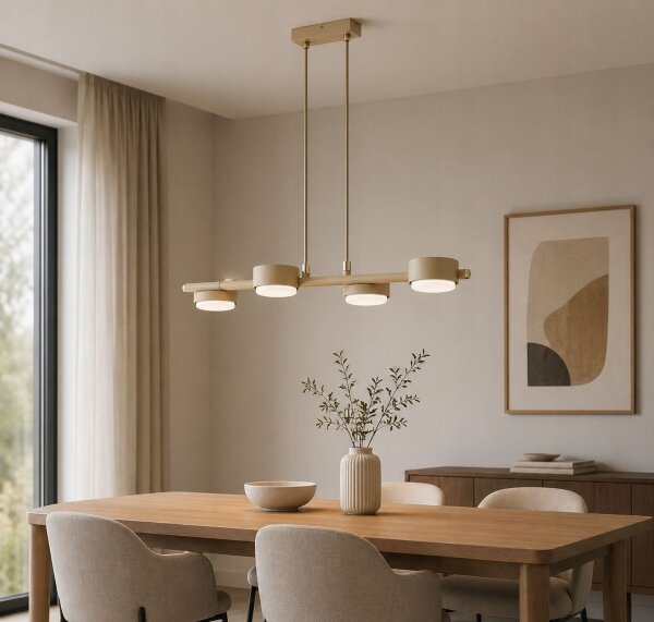 Pendelleuchte 4-flammig Ecru GX53 L:55 cm blendarm