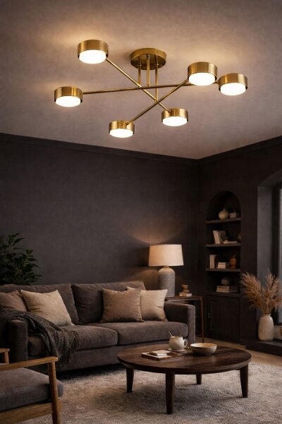Deckenleuchte 6-flammig Metall Gold GX53 B:65 cm Modern