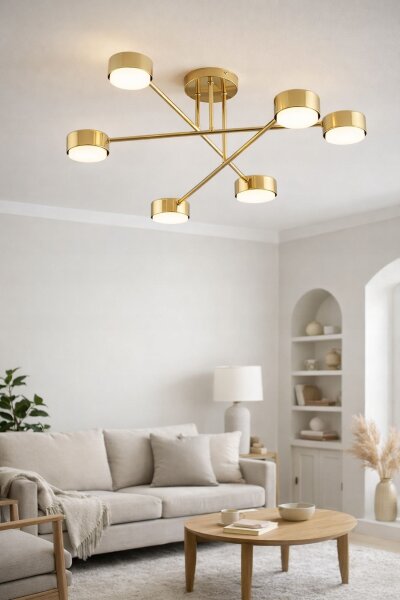 Deckenleuchte 6-flammig Metall Gold GX53 B:65 cm Modern