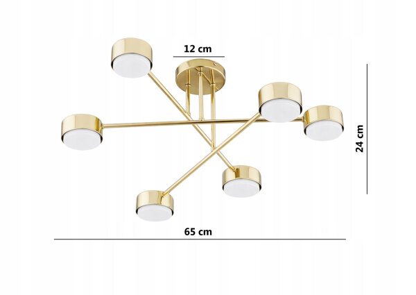 Deckenleuchte 6-flammig Metall Gold GX53 B:65 cm Modern