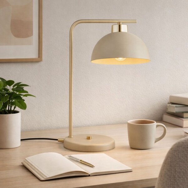Tischleuchte Gold Beige E27 H:38 cm Modern dekorativ