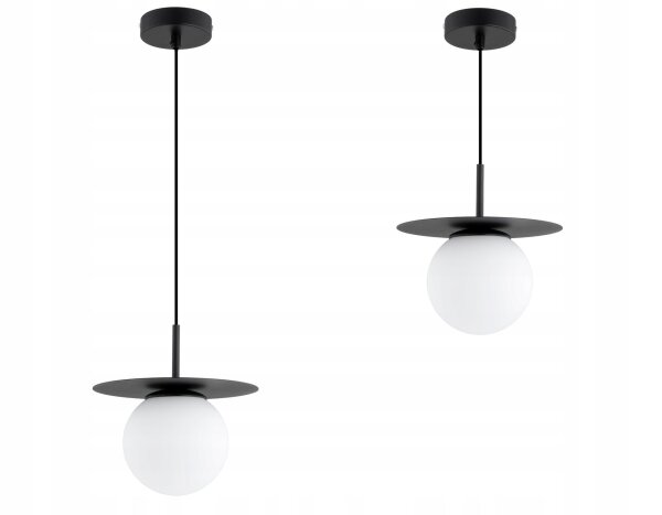 Hängelampe Glas Schwarz Weiß E27 B:20 cm wohnlich