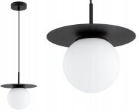 Hängelampe Glas Schwarz Weiß E27 B:20 cm wohnlich