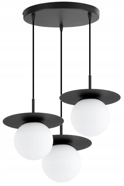 Pendelleuchte 3-flammig Glas Metall Schwarz E27 B:50 cm