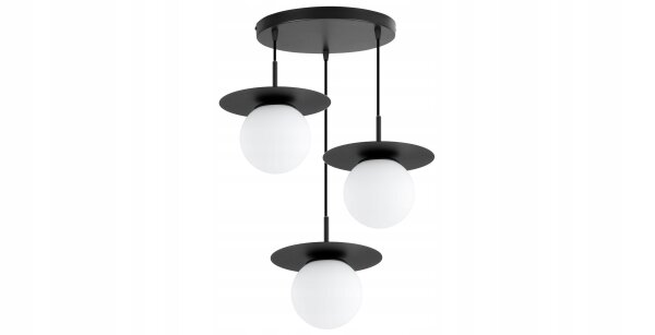 Pendelleuchte 3-flammig Glas Metall Schwarz E27 B:50 cm