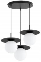 Pendelleuchte 3-flammig Glas Metall Schwarz E27 B:50 cm