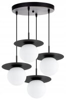 Pendelleuchte 4-flammig Metall Glas Schwarz E27 B:50 cm