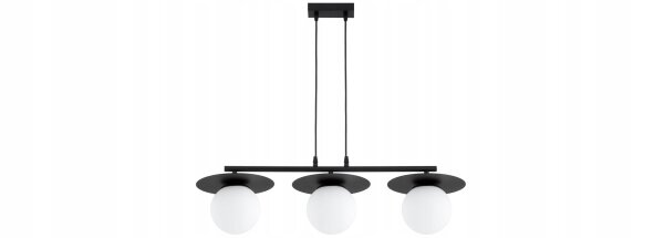 Pendelleuchte Glas Metall Schwarz 3-flammig E27 L:75 cm