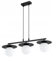 Pendelleuchte Glas Metall Schwarz 3-flammig E27 L:75 cm