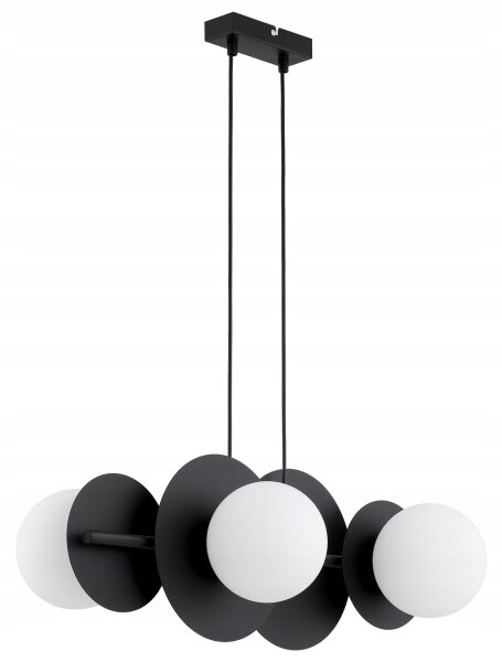 Pendelleuchte Glas Metall Schwarz E27 L:60 cm 4-flammig