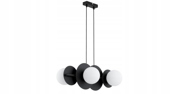 Pendelleuchte Glas Metall Schwarz E27 L:60 cm 4-flammig