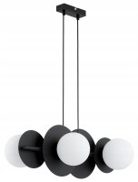 Pendelleuchte Glas Metall Schwarz E27 L:60 cm 4-flammig