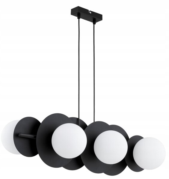 Pendelleuchte 6-flammig Metall Glas Schwarz E27 L:75 cm
