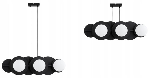 Pendelleuchte 6-flammig Metall Glas Schwarz E27 L:75 cm