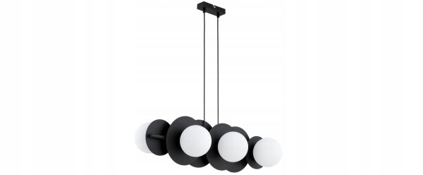 Pendelleuchte 6-flammig Metall Glas Schwarz E27 L:75 cm