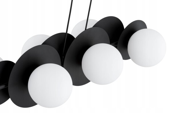 Pendelleuchte 6-flammig Metall Glas Schwarz E27 L:75 cm