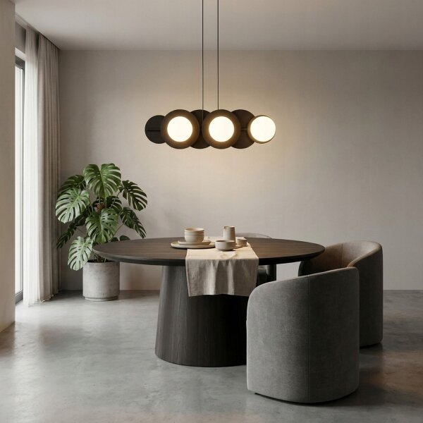 Pendelleuchte 6-flammig Metall Glas Schwarz E27 L:75 cm