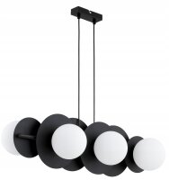 Pendelleuchte 6-flammig Metall Glas Schwarz E27 L:75 cm