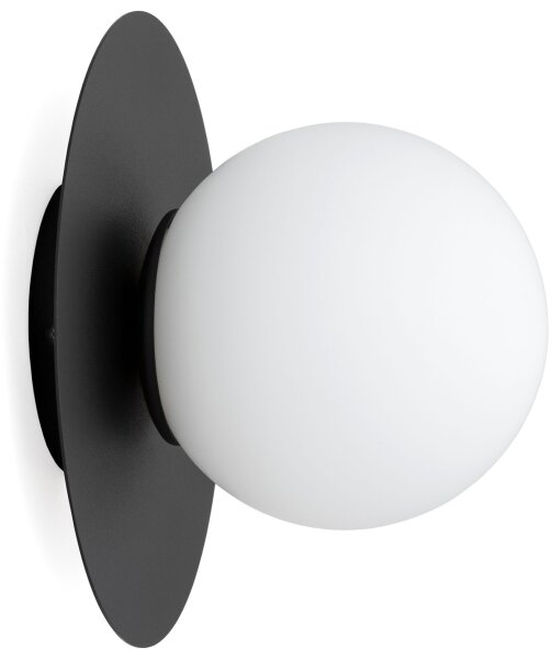 Wandleuchte Glas Metall Schwarz Weiß E27 L:20 cm Modern