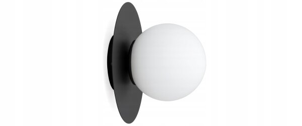 Wandleuchte Glas Metall Schwarz Weiß E27 L:20 cm Modern