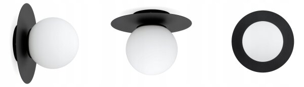 Wandleuchte Glas Metall Schwarz Weiß E27 L:20 cm Modern