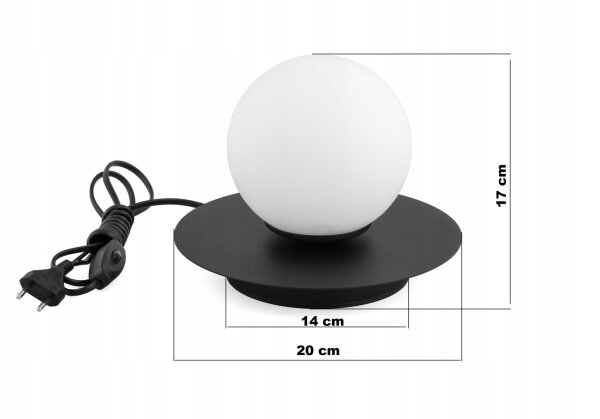 Tischleuchte Glas Schwarz Weiß E27 H:17 cm dekorativ
