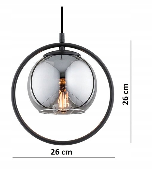 Pendelleuchte Schwarz Rauchglas E27 B:14 cm Modern