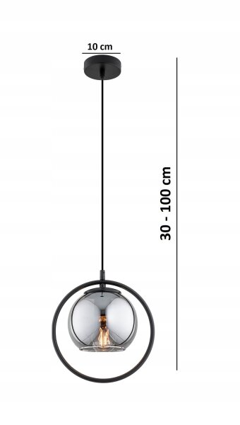 Pendelleuchte Schwarz Rauchglas E27 B:14 cm Modern