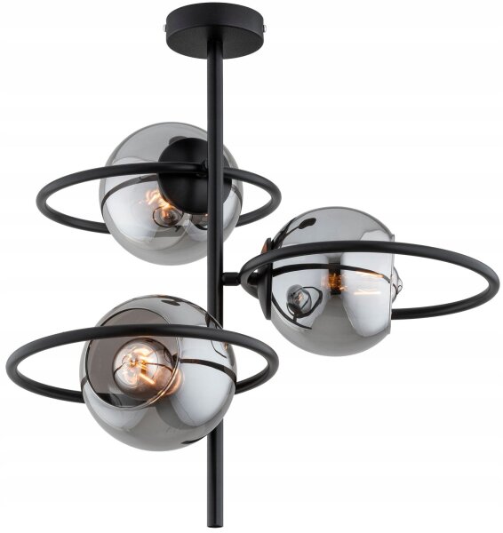 Deckenlampe Rauchglas Schwarz blendarm E27 B:40 cm edel