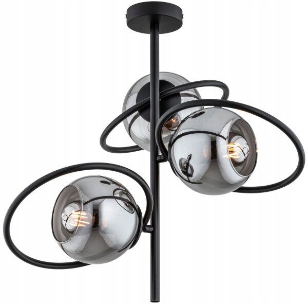 Deckenlampe Rauchglas Schwarz blendarm E27 B:40 cm edel