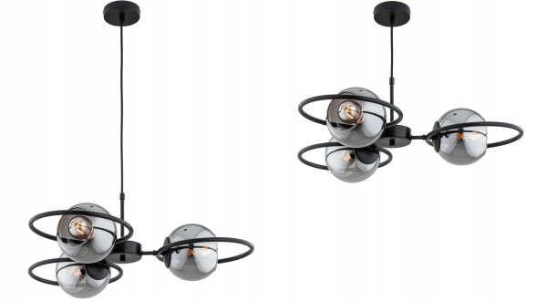 Pendelleuchte 3-flammig Rauchglas E27 L:60 cm blendarm