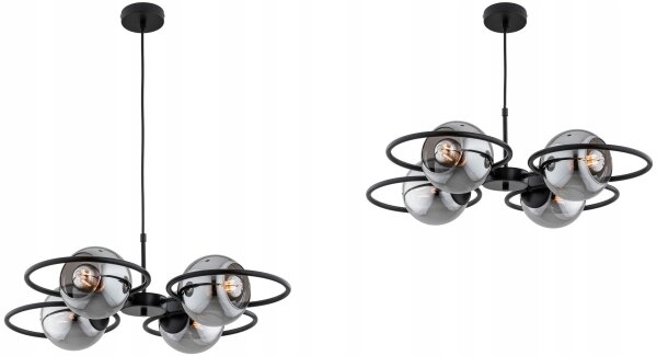Pendelleuchte 4-flammig Rauchglas blendarm E27 L:60 cm
