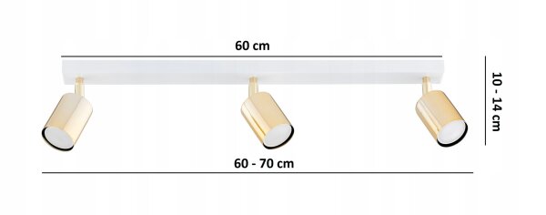 Deckenspot schwenkbar 3-flammig Weiß Gold GU10 L:60 cm